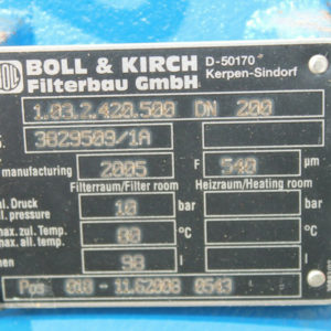 BOLL & KIRCH 1.03.2.420.500 DN 200 Einfachfilter – Simplex Filter –