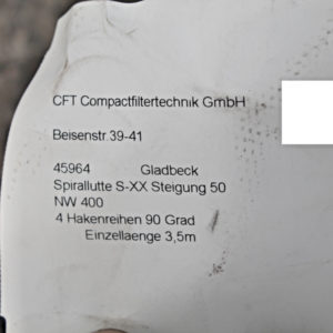 CFT Compaktfiltertechnik Spirallutte S-XX – Steigung 50 – NW 400 – 3,5 m – 90°